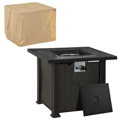 30 Inch Outdoor Gas Fire Pit Table, 50000 BTU, Auto Ignition, Lava Rocks, CSA Certified