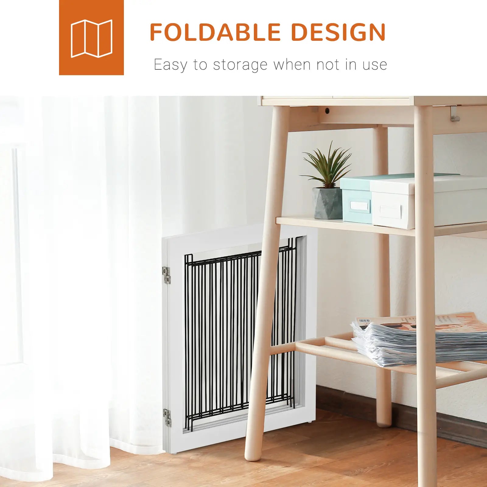 Freestanding Pet Gate, 24" High, 3 Panels, White Houses, Kennels & Pens at Gallery Canada