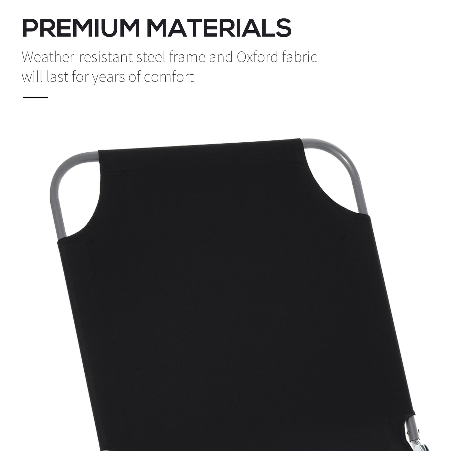 Outdoor Folding Chaise Lounge, Adjustable Backrest, Breathable Mesh, Black Lounger Chairs at Gallery Canada