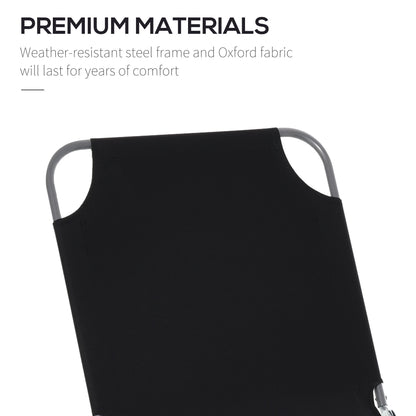 Outdoor Folding Chaise Lounge, Adjustable Backrest, Breathable Mesh, Black Lounger Chairs at Gallery Canada