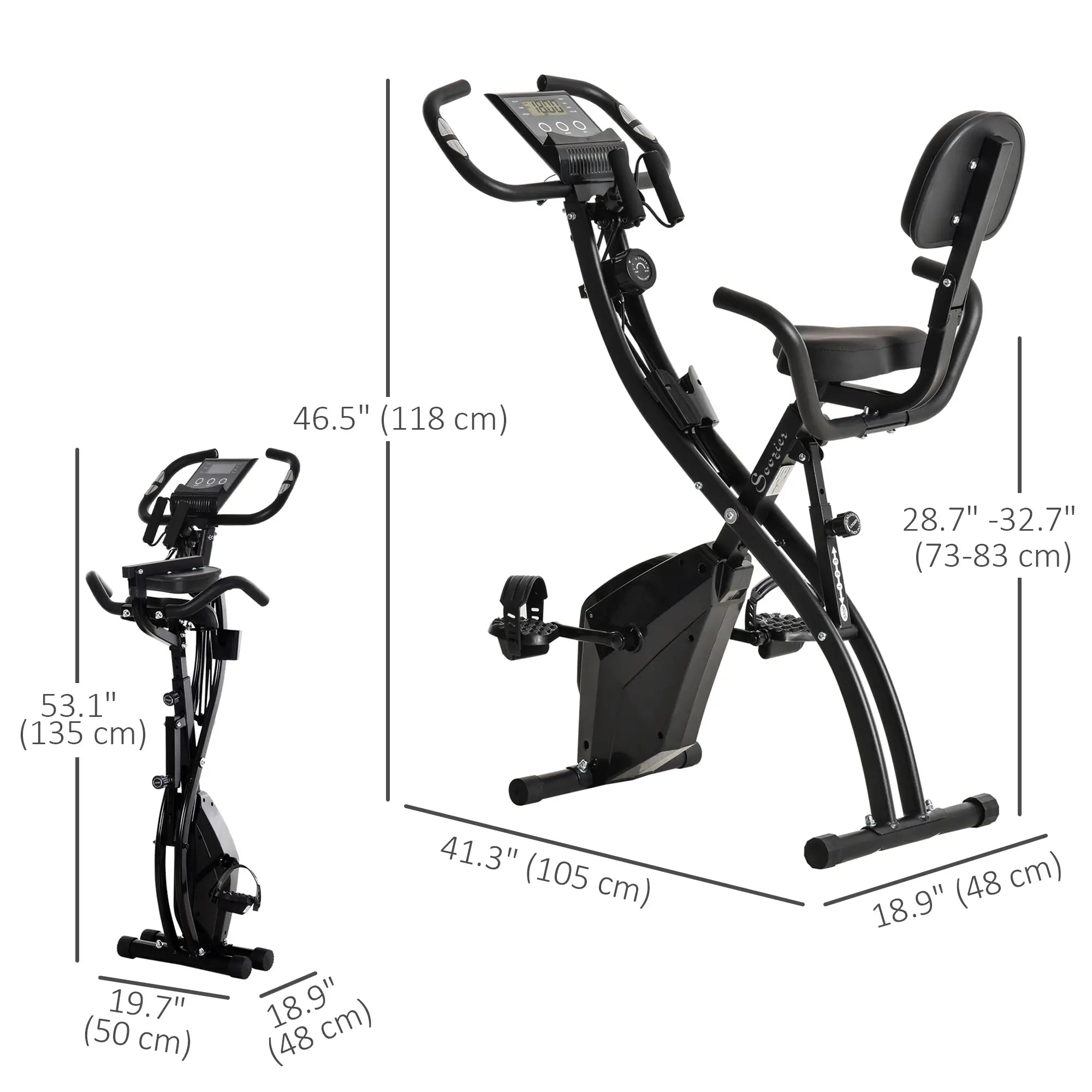 Folding Exercise Bike, 8-Level Magnetic Resistance, Adjustable Seat, Black Exercise & Stationary Bikes at Gallery Canada