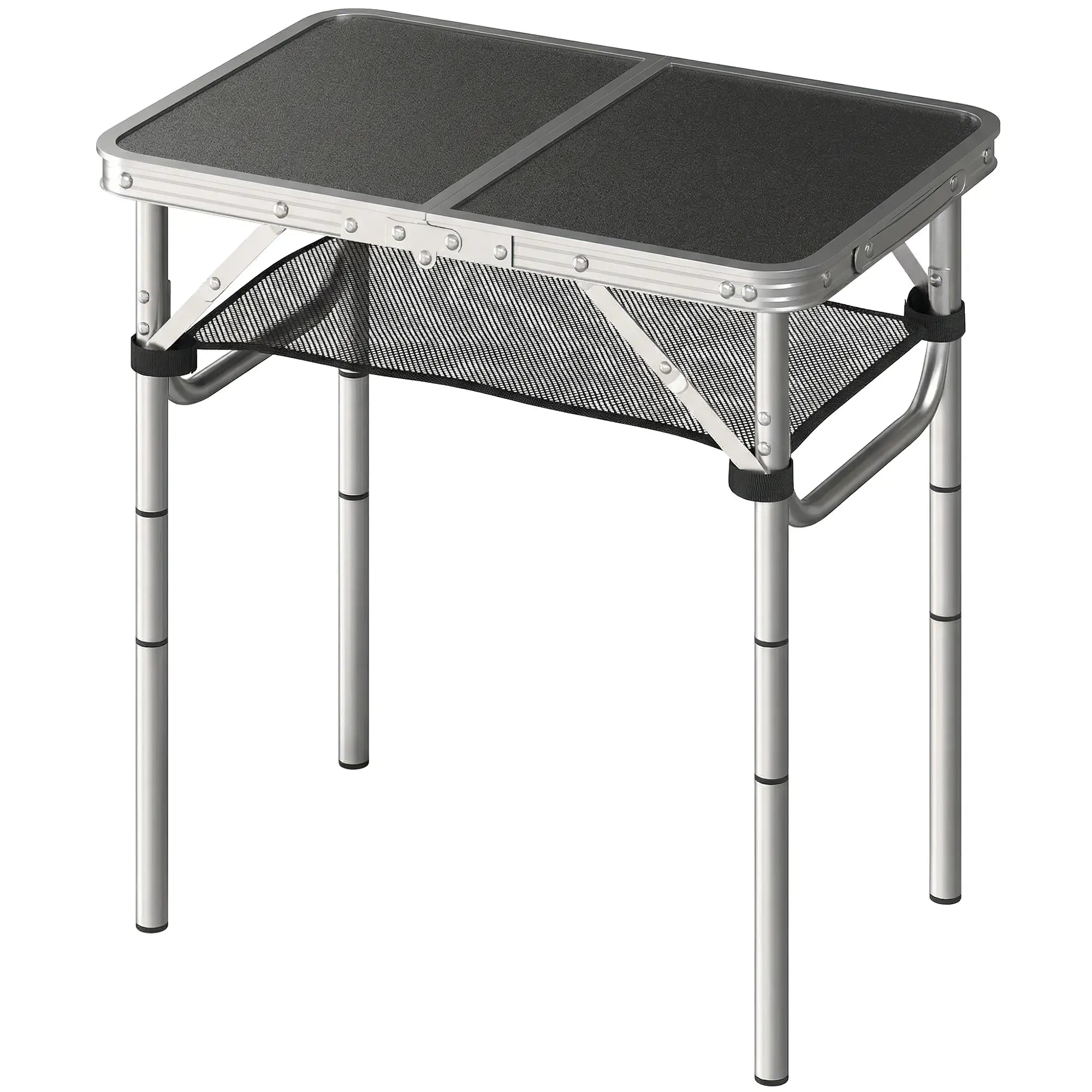 2ft Folding Camping Table, Mesh Storage, 4 Adjustable Heights, Black Picnic Tables & Camping Chairs Black at Gallery Canada