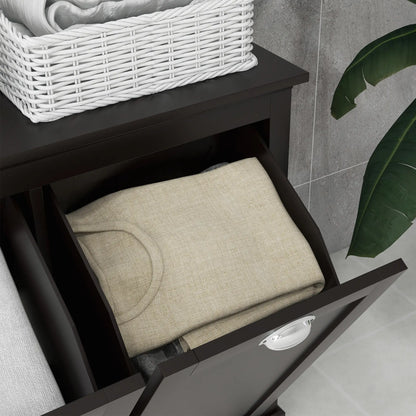 Tilt-Out Laundry Cabinet, Bathroom Organizer with Two-Compartment Hamper, Black Bathroom Cabinets at Gallery Canada