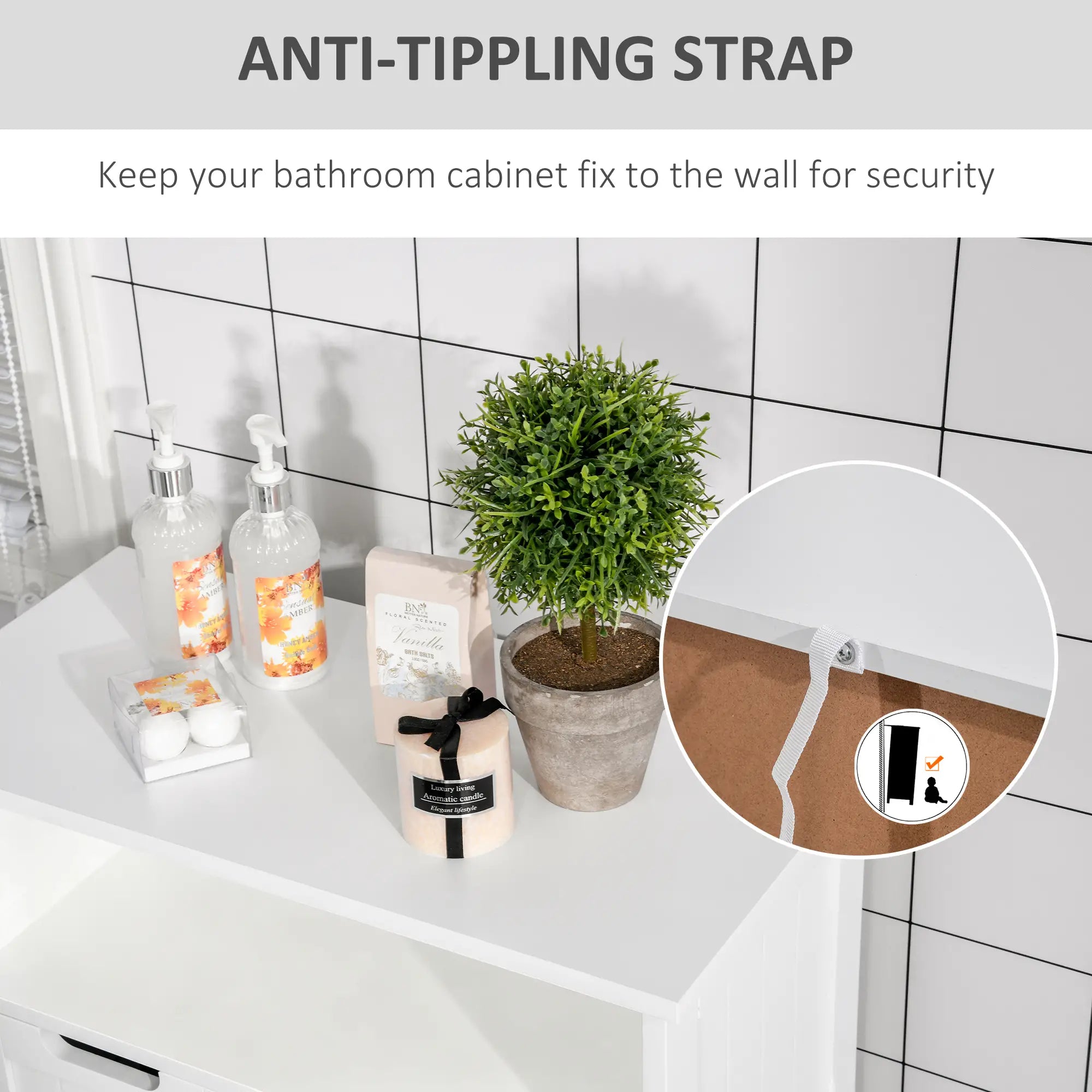 Freestanding Bathroom Cabinet, Adjustable Shelf, Drawers, Small, White Bathroom Cabinets at Gallery Canada