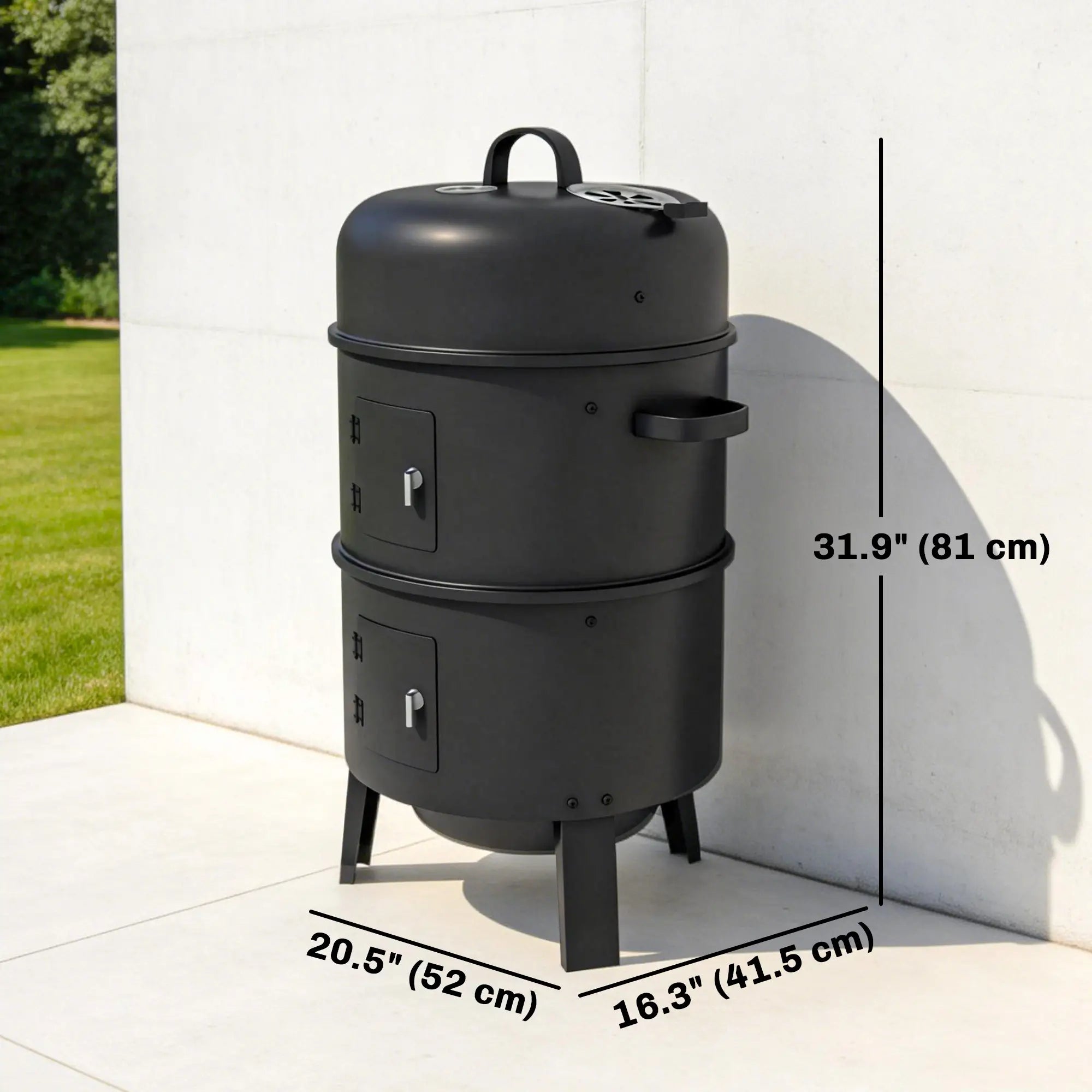 Vertical Charcoal Smoker, 2 Grill Grates, Thermometer, Vents, 2 Doors, Charcoal Charcoal BBQ Grils at Gallery Canada