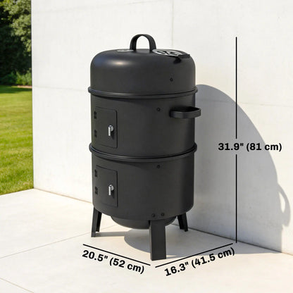 Vertical Charcoal Smoker, 2 Grill Grates, Thermometer, Vents, 2 Doors, Charcoal Charcoal BBQ Grils at Gallery Canada