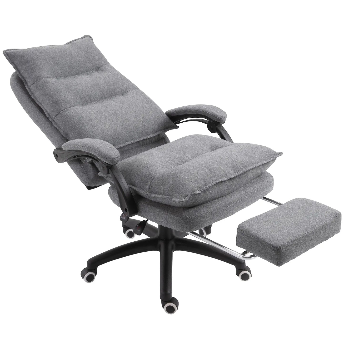 Adjustable Height Office Chair, 360° Swivel, Retractable Footrest, Grey Executive & Manager Chairs at Gallery Canada