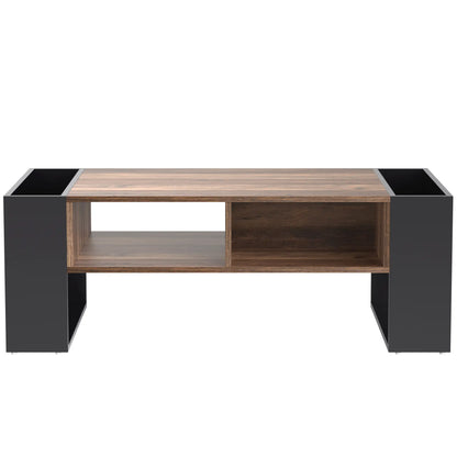 Grain Coffee Table, Double Storage, 43.5" L x 23.5" W x 15.5" H, Grey+Wood Coffee Tables at Gallery Canada