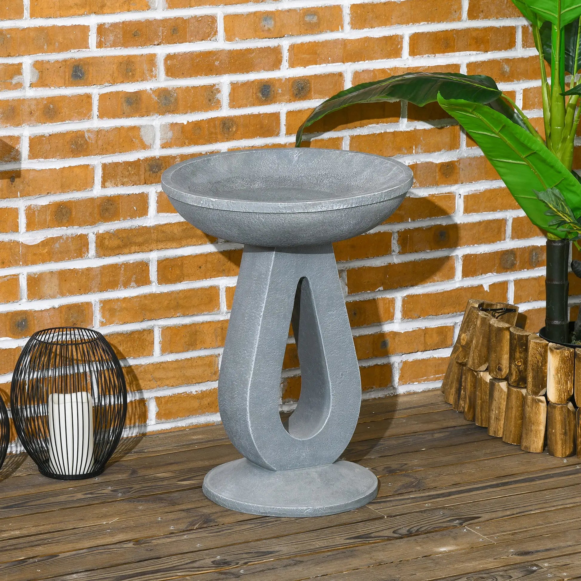 Outdoor Resin Bird Bath, 20.1" Tall, Garden Yard Patio, Stone Look Garden Decor at Gallery Canada