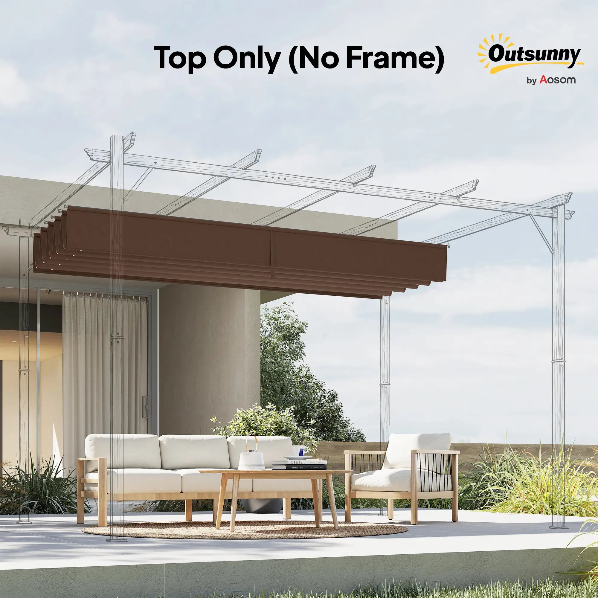 Retractable Pergola Canopy, 10' x 10', Coffee Gazebo Canopy Replacement at Gallery Canada
