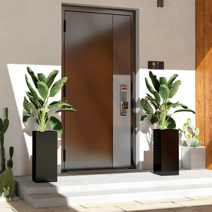 2 Pack 26 Inch Plastic Planter Box, Water Level Indicator, Black Garden Accessories at Gallery Canada