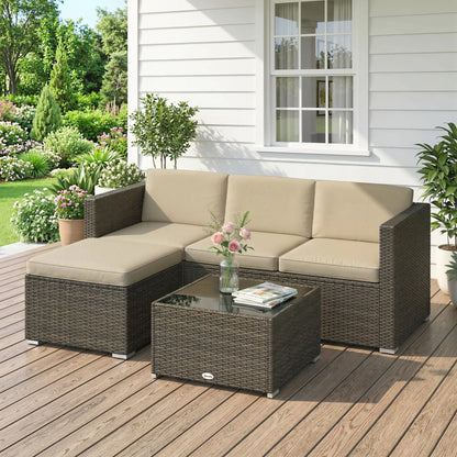 3-Piece Patio Furniture Set, Outdoor PE Rattan Sofa, Khaki Patio Furniture Sets at Gallery Canada