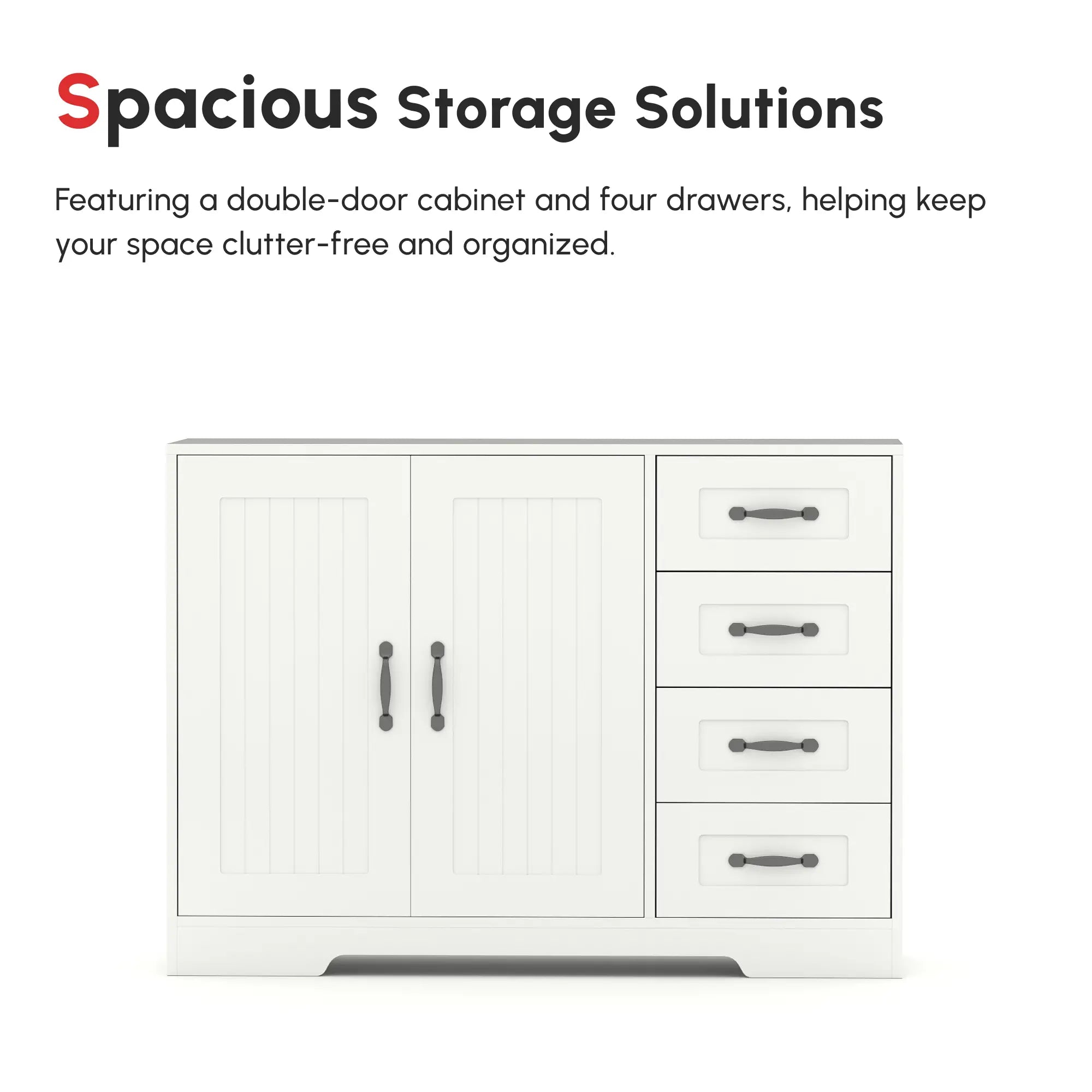 Modern Sideboard Buffet Cabinet, Drawers, Beadboard Door, White Storage Cabinets at Gallery Canada