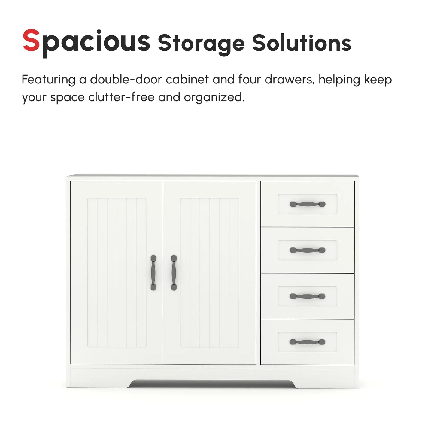 Modern Sideboard Buffet Cabinet, Drawers, Beadboard Door, White Storage Cabinets at Gallery Canada