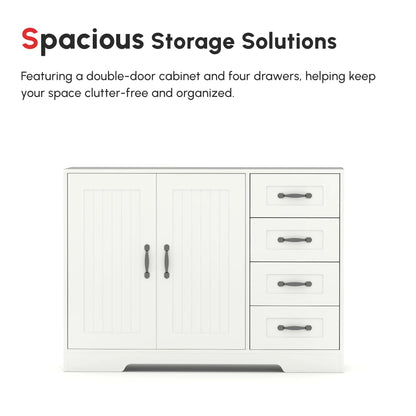 Modern Sideboard Buffet Cabinet, Drawers, Beadboard Door, White Storage Cabinets at Gallery Canada