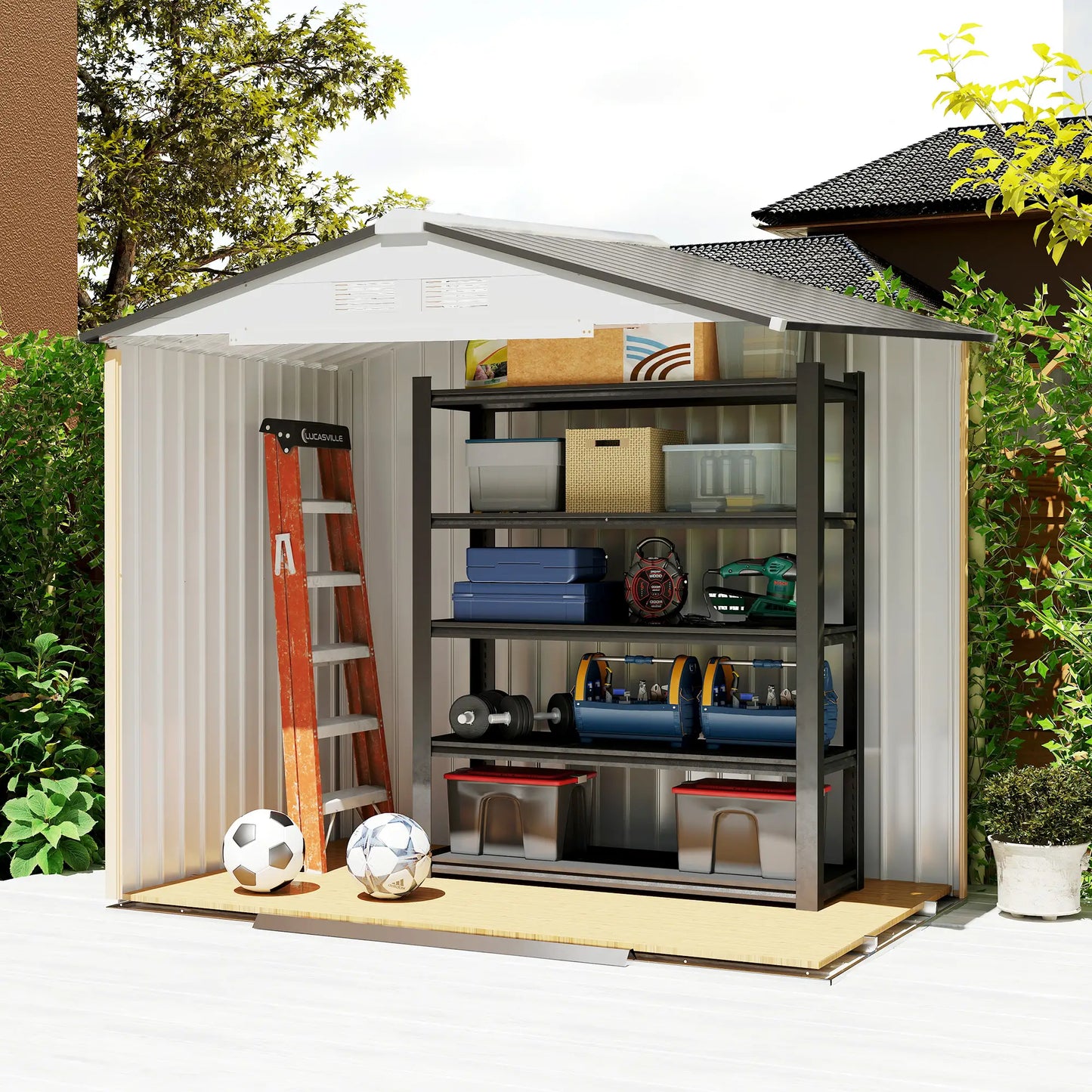 7' x 4' x 6' Garden Storage Shed, Metal Tool House, Silver Sheds at Gallery Canada