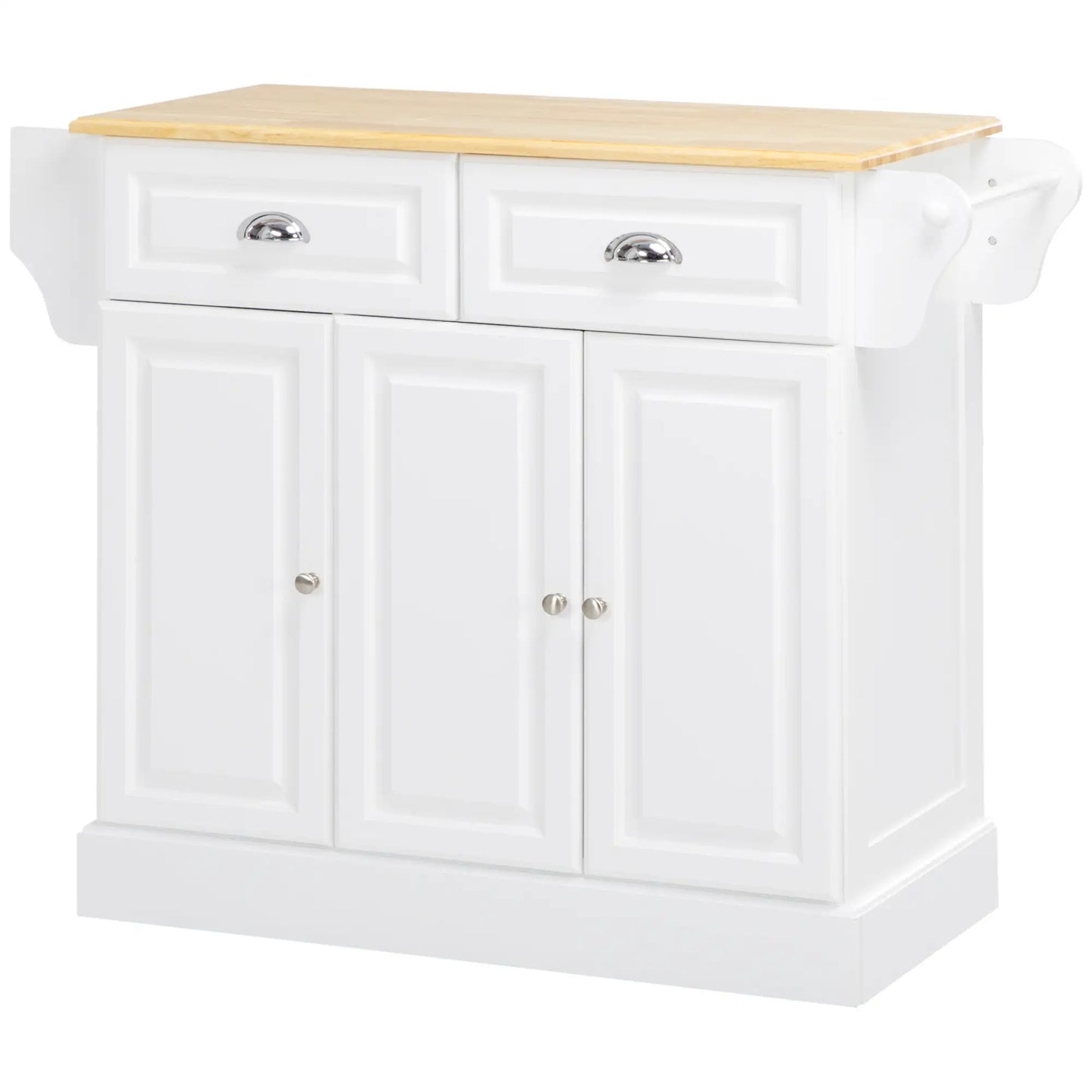 Kitchen Island With Storage, Rolling Cart, Rubber Wood Top, White Kitchen Islands & Kitchen Carts White at Gallery Canada