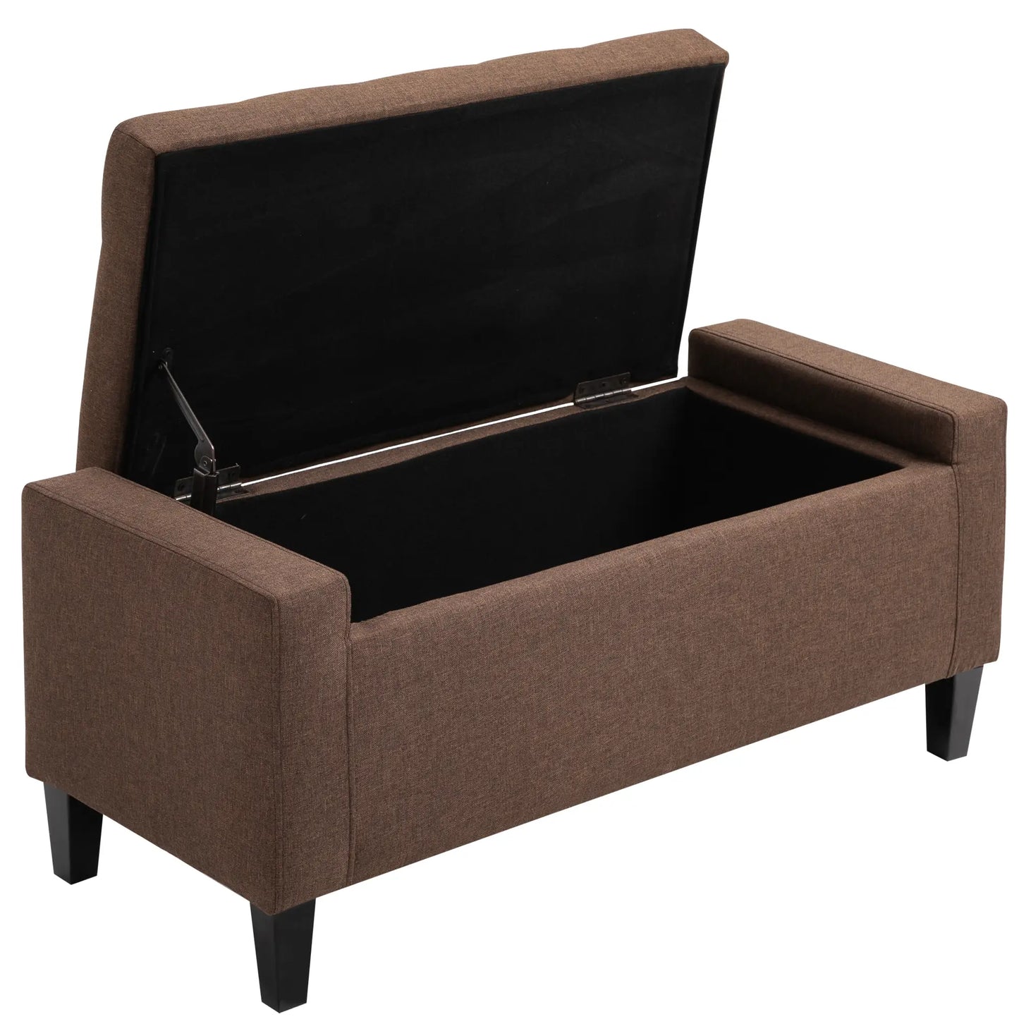 Storage Ottoman Bench, Linen Upholstered, Tufted, Brown Storage Ottomans & Benches at Gallery Canada