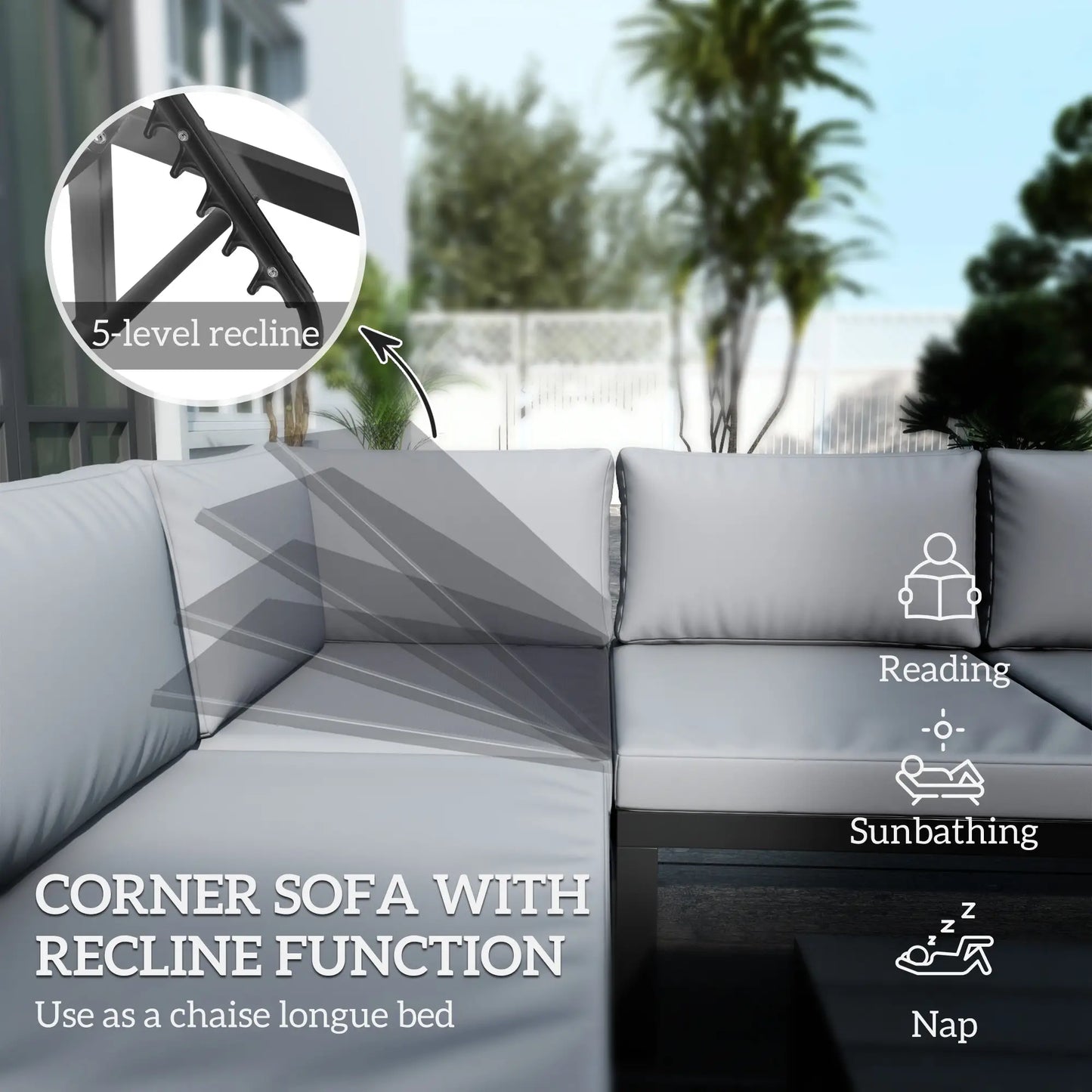 4 Piece Outdoor Patio Furniture Set, 5 Level Reclining Garden Corner Sofa Patio Furniture Sets at Gallery Canada