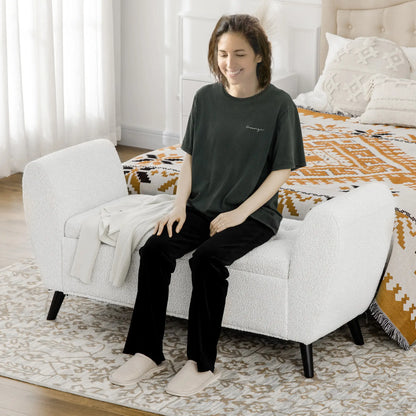 Upholstered Storage Bench with Arms, Modern Ottoman, Cream White Storage Ottomans & Benches at Gallery Canada