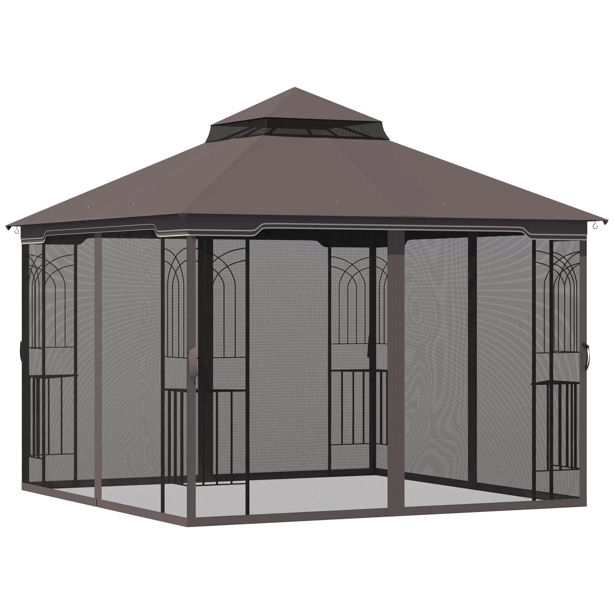 10'x10' Soft-Top Patio Gazebo, Double Tier Roof, Mesh Curtains Gazebos at Gallery Canada