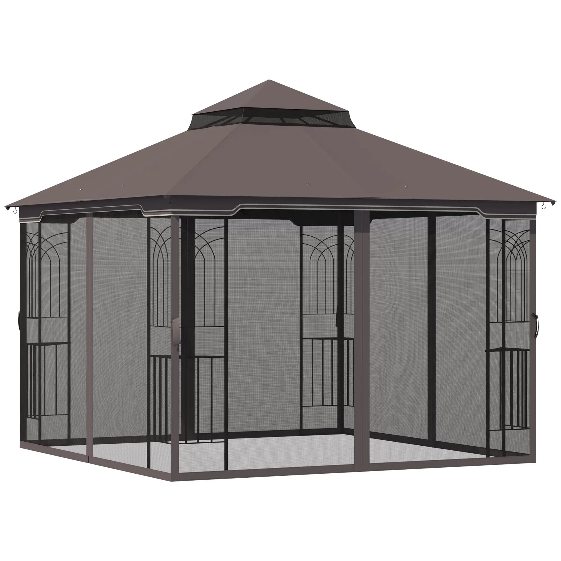 10'x10' Soft-Top Patio Gazebo, Double Tier Roof, Mesh Curtains Gazebos at Gallery Canada