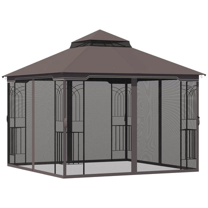10'x10' Soft-Top Patio Gazebo, Double Tier Roof, Mesh Curtains Gazebos at Gallery Canada