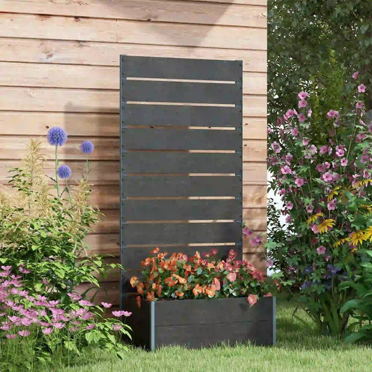 Raised Garden Bed With Trellis, Elevated Planter Box, 28" x 15" x 59", Black Wooden Planter Boxes Black, Dark Grey at Gallery Canada