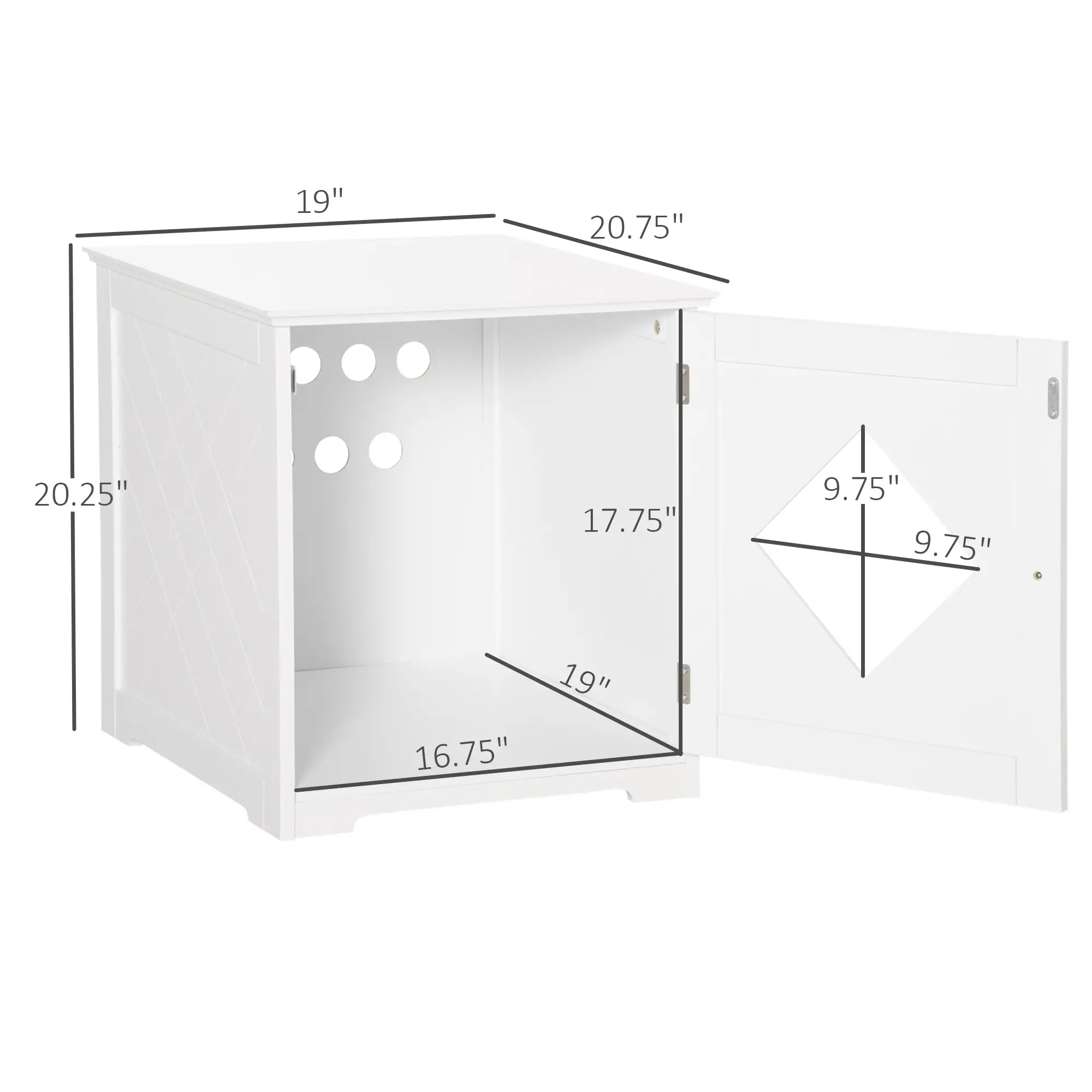 Cat Litter Box Enclosure End Table, Indoor Washroom with Magnetic Door, White Cat Litter Box Enclosures at Gallery Canada