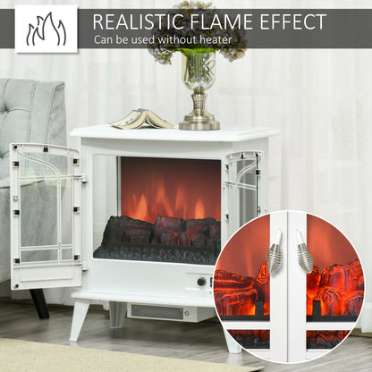 Electric Fireplace Stove, Freestanding Indoor Heater with Realistic Flame Effect, Adjustable Temperature and Overheat Protection, White - Gallery Canada