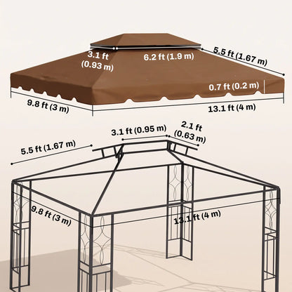 13' X 10' Gazebo Replacement Canopy, Double Vented Top, Coffee Gazebo Canopy Replacement at Gallery Canada
