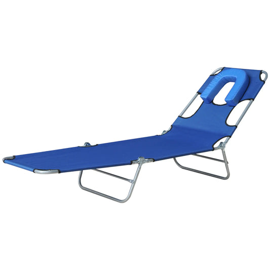 Outdoor Lounge Chair, Adjustable Folding Chaise, Tanning Chair, Blue Lounger Chairs Blue at Gallery Canada