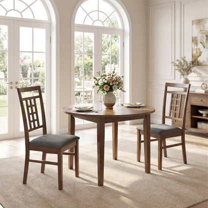 Rubber Wood Dining Chairs, Set of 2, Lattice Back, Brown Dining Chairs at Gallery Canada