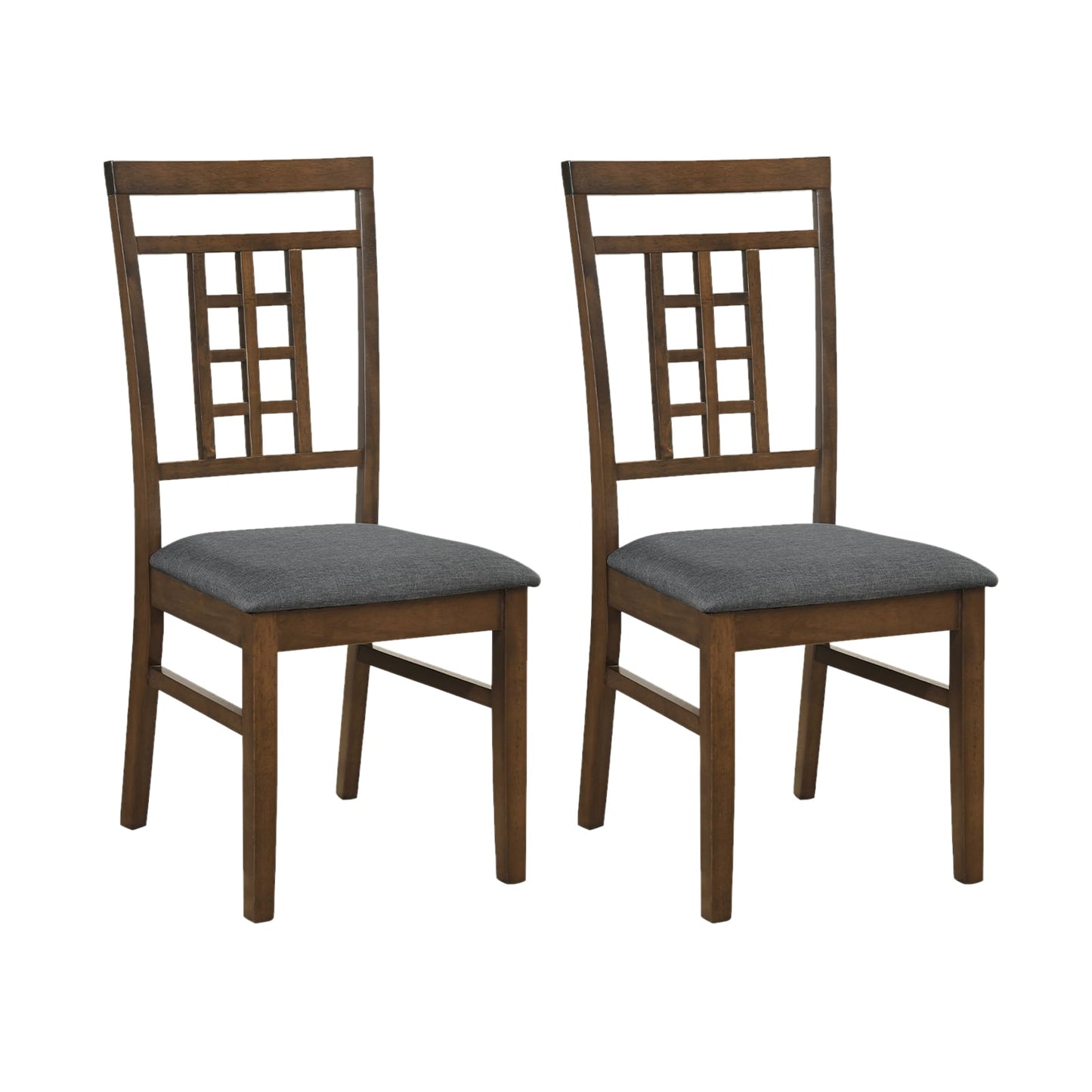 Rubber Wood Dining Chairs, Set of 2, Lattice Back, Brown Dining Chairs at Gallery Canada