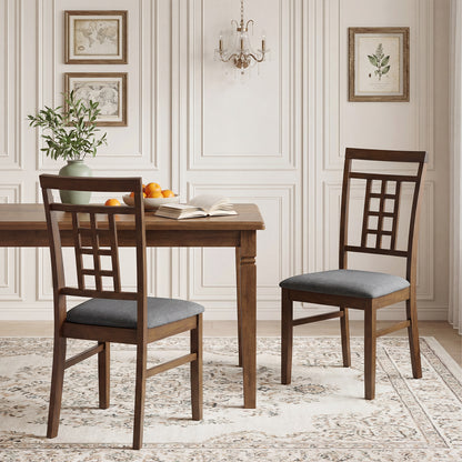 Rubber Wood Dining Chairs, Set of 4, Lattice Back, Brown Dining Chairs at Gallery Canada