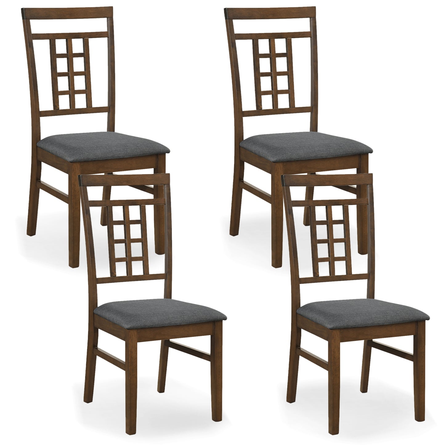Rubber Wood Dining Chairs, Set of 4, Lattice Back, Brown Dining Chairs Brown at Gallery Canada