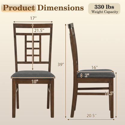 Rubber Wood Dining Chairs, Set of 4, Lattice Back, Brown Dining Chairs at Gallery Canada