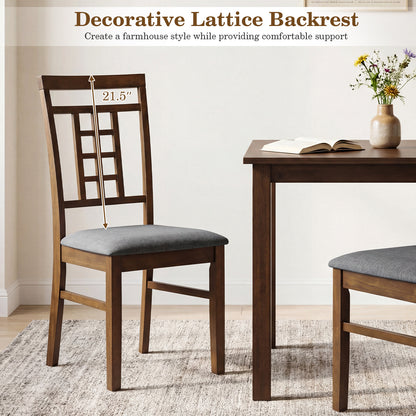 Rubber Wood Dining Chairs, Set of 4, Lattice Back, Brown Dining Chairs at Gallery Canada