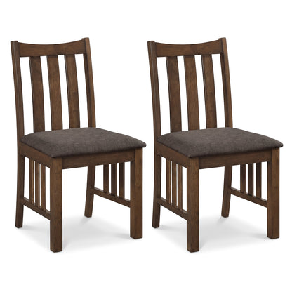Rubber Wood Dining Chairs, Set Of 2, Slat Back, Brown Dining Chairs Brown at Gallery Canada