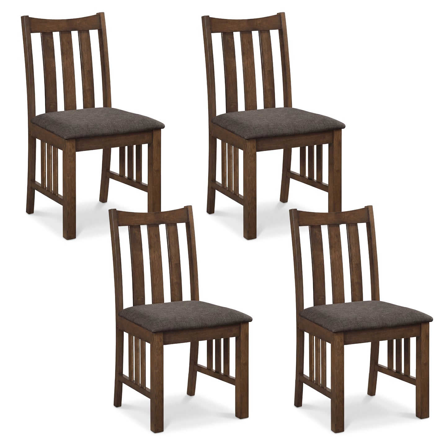 Rubber Wood Dining Chairs, Set of 4, Slat Back, Brown Dining Chairs Brown at Gallery Canada
