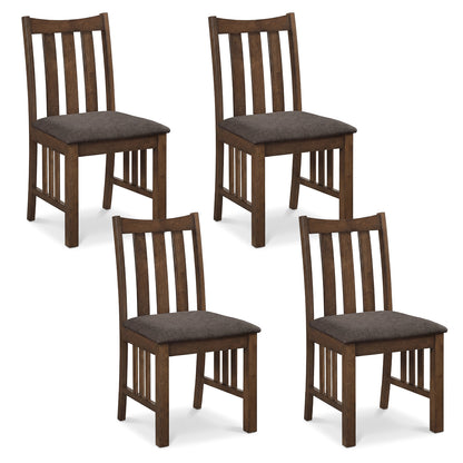 Rubber Wood Dining Chairs, Set of 4, Slat Back, Brown Dining Chairs Brown at Gallery Canada