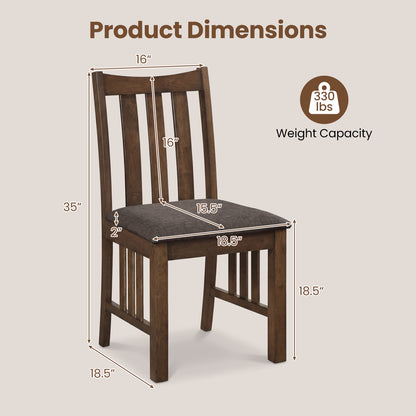Rubber Wood Dining Chairs, Set of 4, Slat Back, Brown Dining Chairs at Gallery Canada