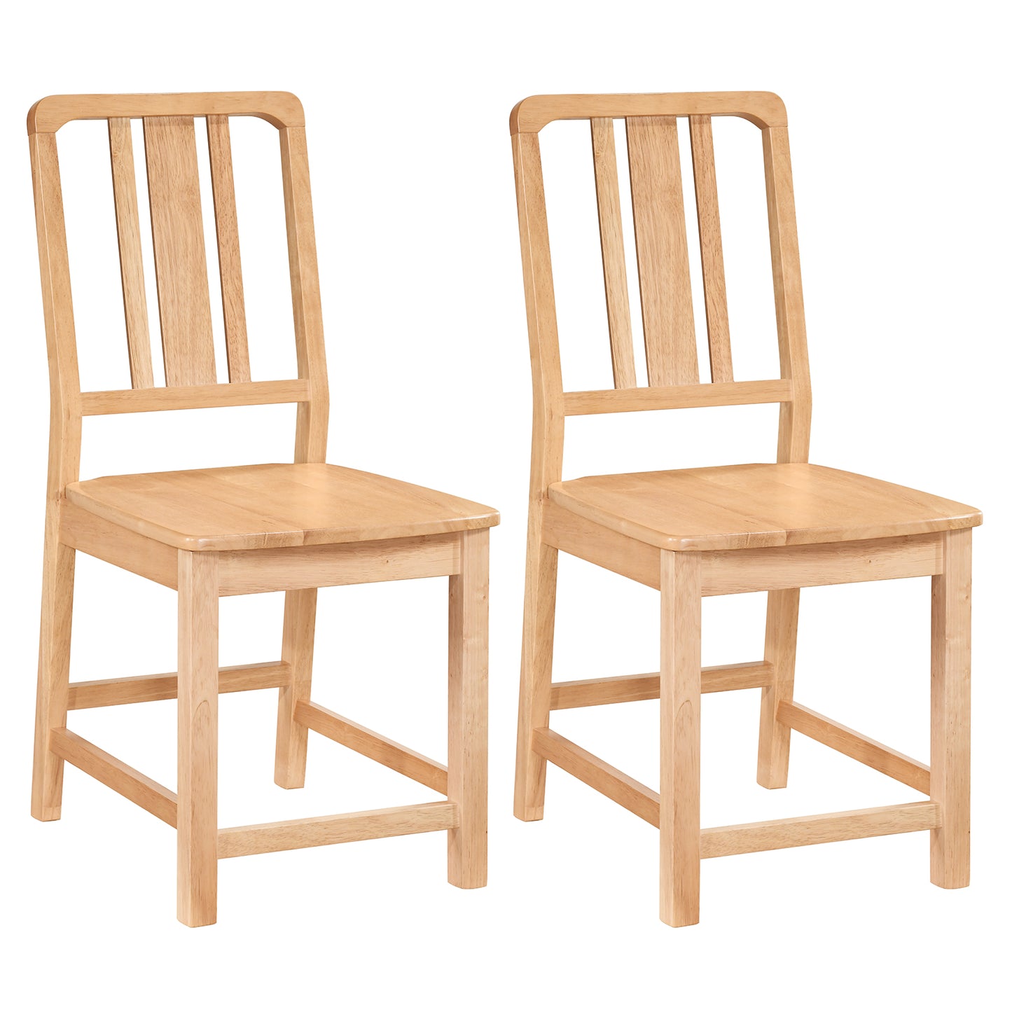 Rubber Wood Dining Chairs, Set of 2, Hollowed Backrest, Natural Dining Chairs at Gallery Canada