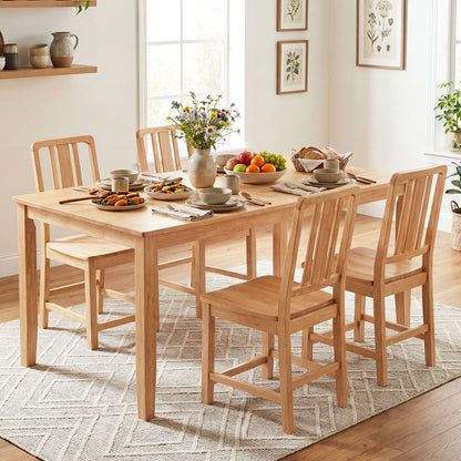 Rubber Wood Dining Chairs Set of 4, Hollowed Backrest, Natural Dining Chairs at Gallery Canada