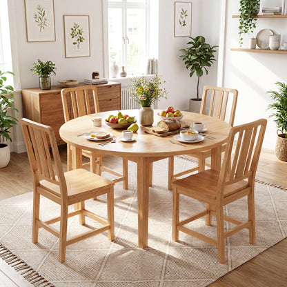 Rubber Wood Dining Chairs Set of 4, Hollowed Backrest, Natural Dining Chairs at Gallery Canada