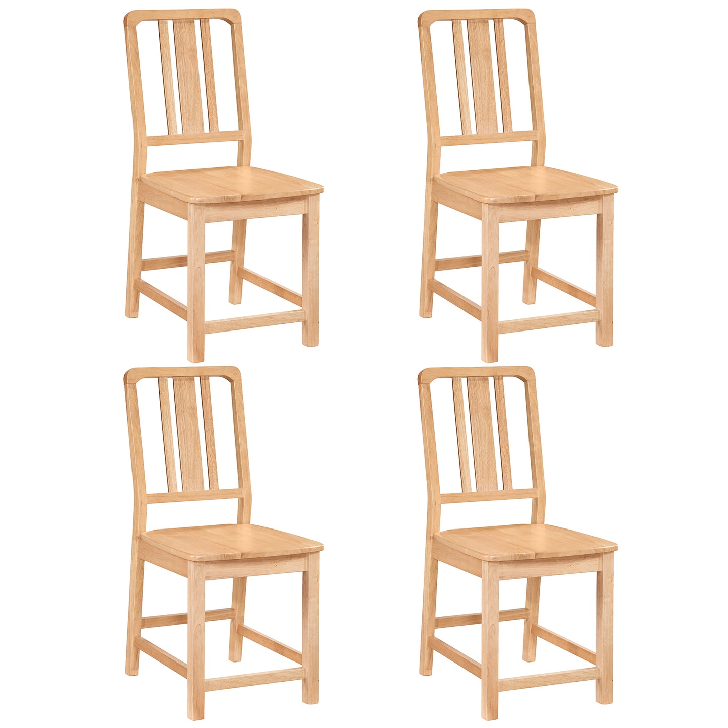 Rubber Wood Dining Chairs Set of 4, Hollowed Backrest, Natural Dining Chairs Natural at Gallery Canada