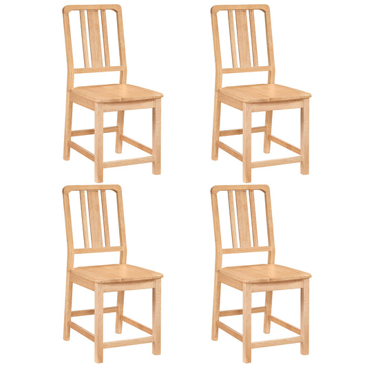 Rubber Wood Dining Chairs Set of 4, Hollowed Backrest, Natural Dining Chairs Natural at Gallery Canada