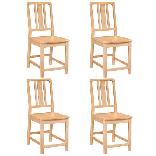 Rubber Wood Dining Chairs Set of 4, Hollowed Backrest, Natural