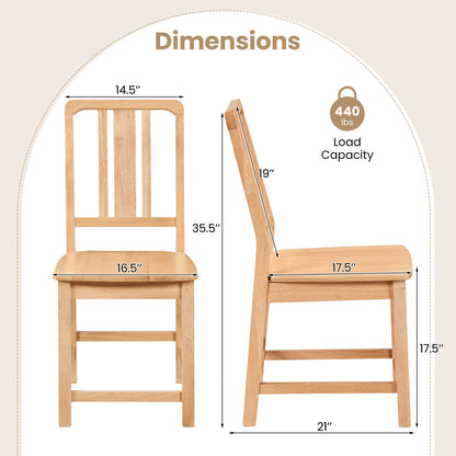 Rubber Wood Dining Chairs Set of 4, Hollowed Backrest, Natural Dining Chairs at Gallery Canada