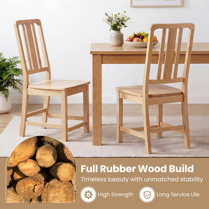 Rubber Wood Dining Chairs Set of 4, Hollowed Backrest, Natural Dining Chairs at Gallery Canada